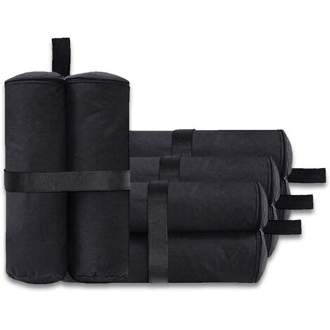 Lot de 4 sacs de lestage pour tonnelle - Pour auvent, tente - Sacs de lestage pour le sable - Pour extérieur instantané - Pieds lestés - Noir (style fermeture éclair, noir)