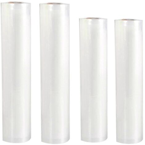 Lot de 4 sacs de mise sous vide transparents blancs, découpables.
