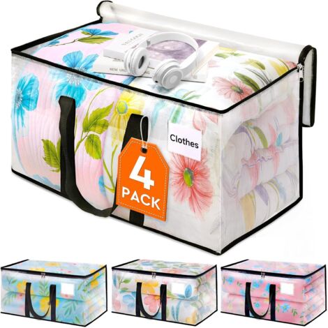 Lot de 4 sacs de rangement à fermeture éclair, organisateur en plastique transparent