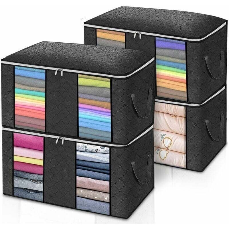 Lot de 4 Sacs de rangement H.35 x l.60 x P.40 cm Couleur Noir