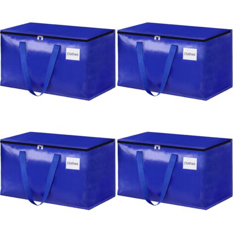 Lot de 4 sacs de rangement zippés, imperméables, pour transporter et ranger les vêtements, bleu 69 x 35 x 38 cm