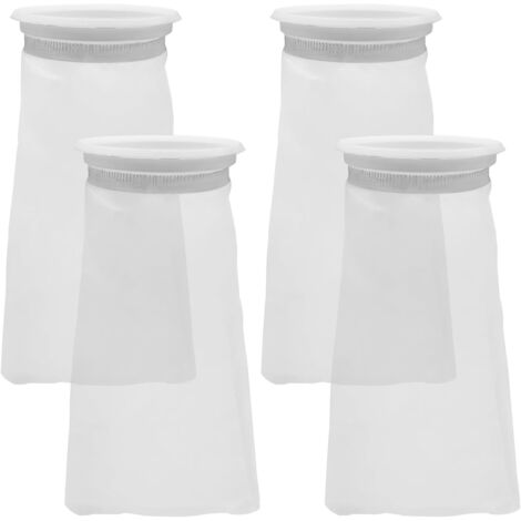 Lot de 4 sacs filtrants pour aquarium de 10,2 cm, chaussettes filtrantes en maille de nylon, filtration en feutre de 100 microns, anneau de 10,2 cm par 25,4 cm de long