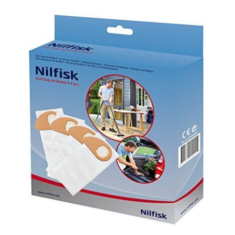 Lot de 4 sacs pour aspirateur Buddy II – Filtration efficace – Compatible Nilfisk – Référence 81943048