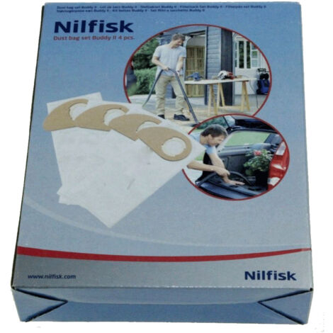 Lot de 4 sacs synthétiques pour aspirateur Nilfisk Buddy II – Sac de 4 unités – Collecte efficace de poussière et débris