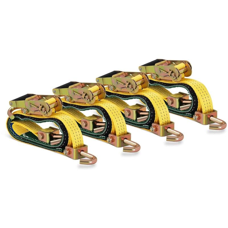 Lot de 4 sangles à cliquet transport auto 2,5 m