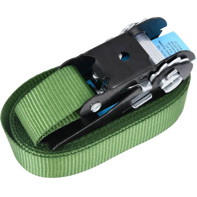 Lot de 4 sangles d'arrimage à cliquet transport stockage sangles de remorque sangles de serrage fixation moto voiture 800 da n 6 m vert