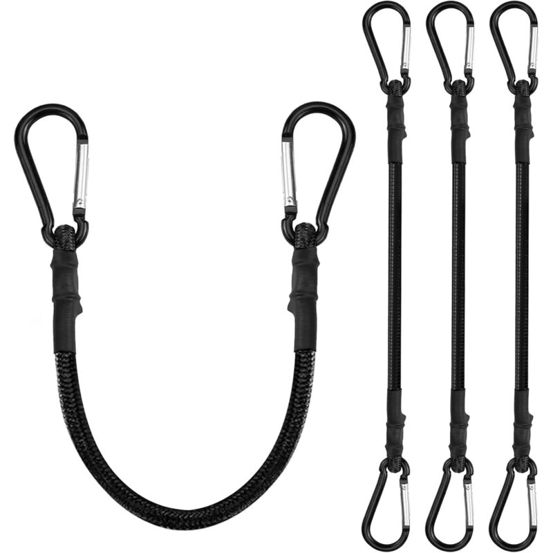 Lot 4 Sangles Arrimage Industriel 30cm, 8mm, 110kg, Mousquetons, Orange, Chargement Qualité