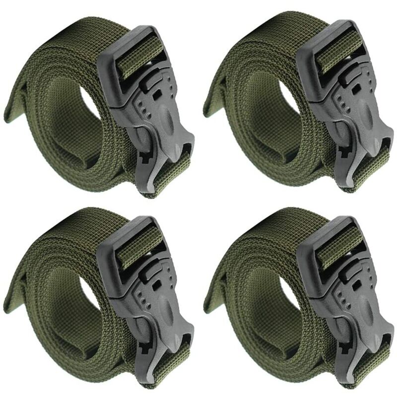 Lot de 4 sangles de sac à dos réglables et robustes avec boucle à dégagement rapide pour le camping en plein air ou une utilisation quotidienne (vert)