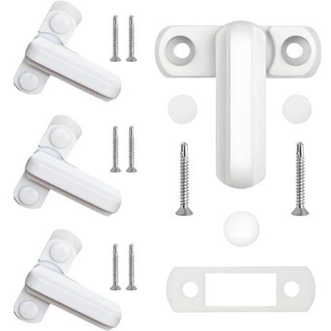 Lot de 4 Sécurité de Fenêtre Serrure de Fenêtre en Métal Blanc Sécurité Fenêtre Anti-Intrusion pour Différentes Portes et Fenêtres et Sécurité de la Maison