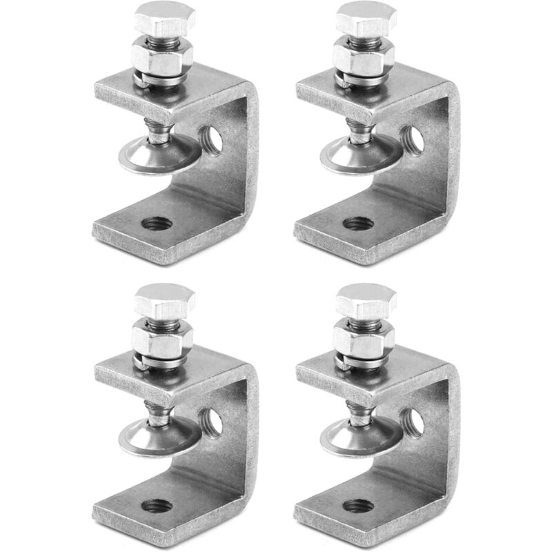 Lot de 4 serre-joints en c en acier inoxydable 304, serre-joints en c haute performance pour le travail du bois, la menuiserie soudée, argent