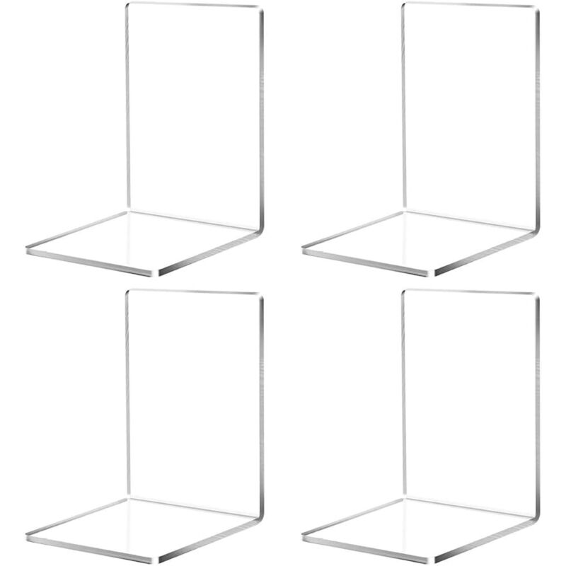 Lot de 4 serre-livres en acrylique transparent pour l'école, la maison, le bureau, la bibliothèque, le dortoir et le bureau (4,75 x 4,75 x 7,12 Lot de 4 serre-livres en acrylique transparent pour l'école, la maison, le bureau, la bibliothèque, le dortoir et le bureau (4,75 x 4,75 x 7,12