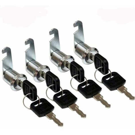 Lot de 4 Serrure Batteuse Cylindre, Verrou de Porte pour Armoire, Serrure Batteuse a Came Barillet pour Boite aux Lettres Tiroir -25mm - Argent