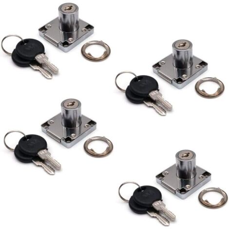 Lot de 4 serrures de placard et tiroir avec 2 clés, cylindre de serrure de meuble, serrure à came en alliage de zinc pour porte, armoire, tiroir, boîte aux lettres (22 mm)