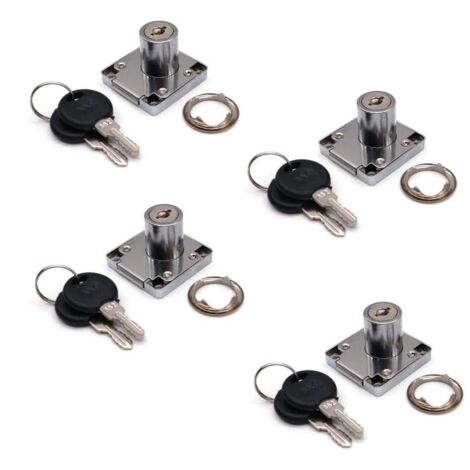 Lot de 4 serrures de placard et tiroir avec 2 clés, serrure à came en alliage de zinc pour porte, armoire, tiroir, boîte aux lettres (22 mm)