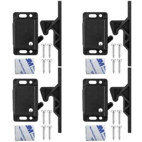 Lot de 4 serrures de porte d'armoire en ABS avec mécanisme de loquet à poussoir, serrures sécurisées pour placard et tiroir pour caravane, camping-car, bureau, installation facile