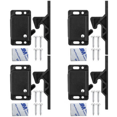 Lot de 4 serrures de porte d'armoire en ABS avec mécanisme de loquet à poussoir, serrures sécurisées pour placard et tiroir pour caravane, camping-car, bureau, installation facile