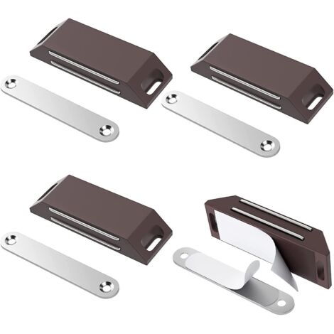 lot De 4 Serrures De Porte Magntiques (marron) Aimants De Porte D'armoire Aimants De Porte D'armoire Adhsifs Aimants De Porte Robustes Aimants De