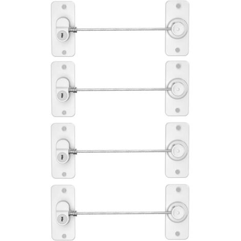 Lot de 4 serrures de réfrigérateur avec clés, pour réfrigérateur, armoires, tiroirs, lave-vaisselle, toilettes et sécurité enfant, adhésif sans trace et sans perçage (blanc)