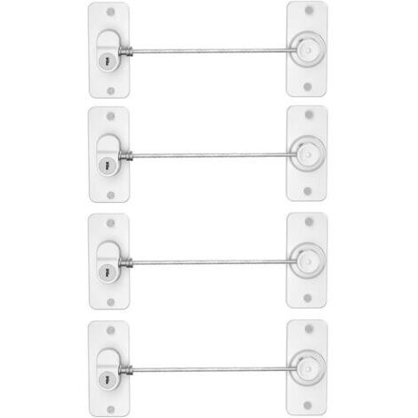 Lot de 4 serrures de réfrigérateur avec clés, pour réfrigérateur, armoires, tiroirs, lave-vaisselle, toilettes et sécurité enfant, adhésif sans trace et sans perçage (blanc)