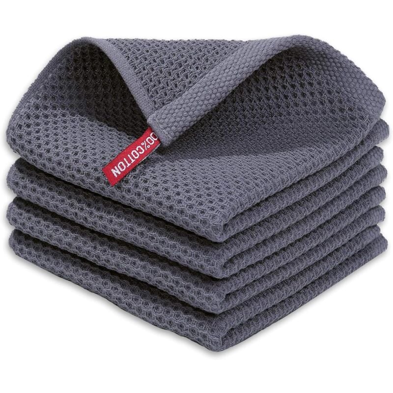 Lot de 4 Serviette Nid D'abeille,30 x 30 cm Torchons de Cuisine Coton Vaisselle,Serviettes et Torchons à Vaisselle Absorbant Chiffon Cuisine