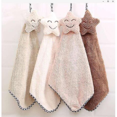 lot De 4 Serviettes Absorbantes (blanc, Caf, Kaki Et Rose) Suspendre Pour La Cuisine Et La Salle De Bain