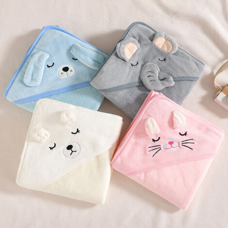 Lot de 4 serviettes de bain à capuche - Ultra-douces, absorbantes, hypoallergéniques - Conviennent aux garçons et aux filles (80 x 80 cm)