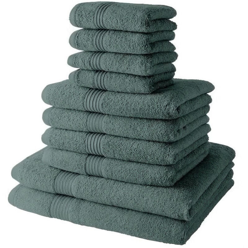 lot de 4 serviettes de bain today 30x50 + 4 serviettes de bain50x90 + 2 draps de bain 70x130 cm 100% coton - céladon