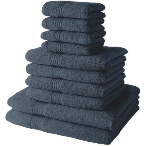 Lot de 4 Serviettes de bain TODAY 30x50 + 4 Serviettes de bain50x90 + 2 Draps de bain 70x130 cm 100% Coton - Denim