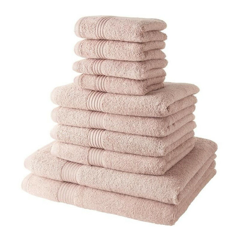 Today - Lot de 4 Serviettes de bain 30x50 + 4 Serviettes de bain50x90 + 2 Draps de bain 70x130 cm 100% Coton - Rose des sables