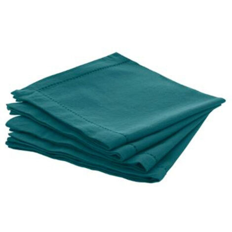 Lot de 4 Serviettes de Table "Chambray" 40x40cm Bleu Canard