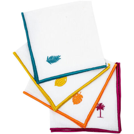 Lot de 4 Serviettes de Table "Yucatan" 40x40cm Blanc