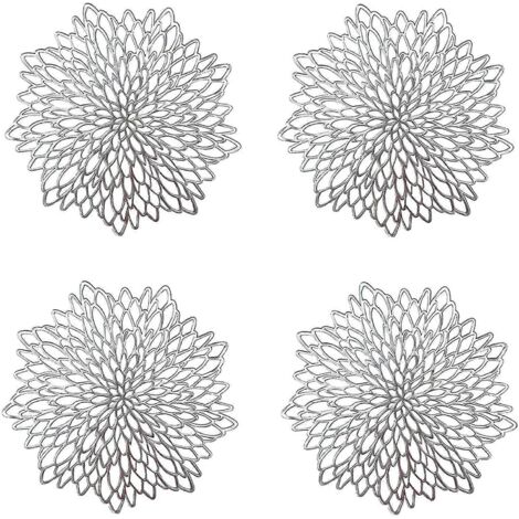 Lot de 4 sets de table argentés, sets de table ronds ajourés, sets de table ronds en plastique, d'occasion
