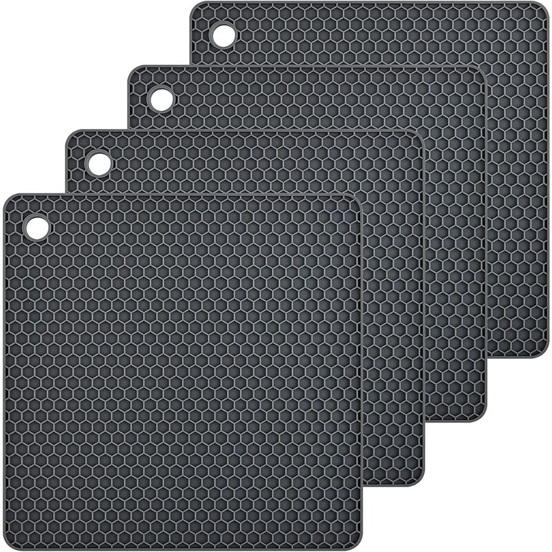 Lot de 4 sets de table en silicone pour dessous de plat en silicone pour comptoir Trivest Pads résistant à la chaleur, taille : 19,1 x 19,1 cm,