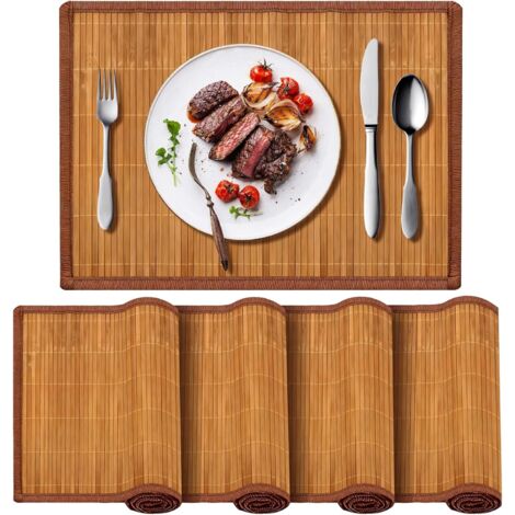 Lot de 4 sets de table lavables en bambou - 30 x 45 cm - Enroulables - Lavables - Résistants à la chaleur - Pour la cuisine