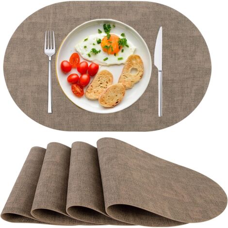 Lot de 4 sets de table lavables en cuir PU, antidérapants et résistants à la chaleur, pour tables à manger et cuisines, Noël, marron