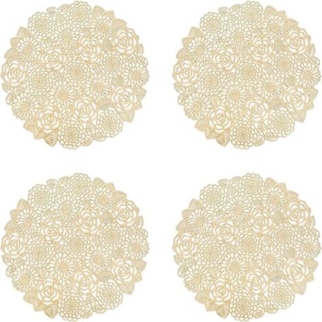 Lot de 4 Sets de Table, Or Rose Napperons Rond Set de Table Tapis de Table pour Table Salle à Manger Cuisine,napperons lavables (Or Rose, Style L, 38cm)