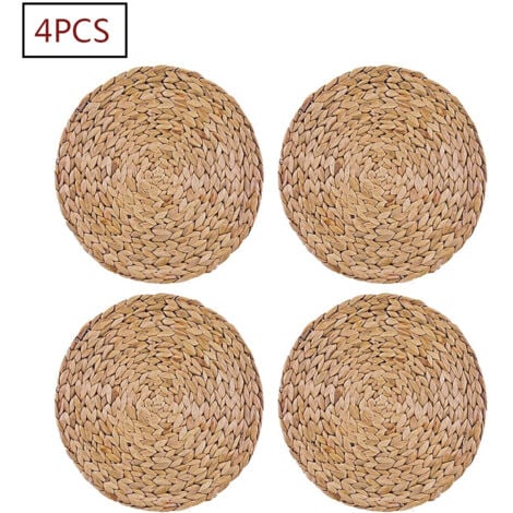Lot de 4 sets de table ronds tissés en jacinthe d'eau, 30cm (11)