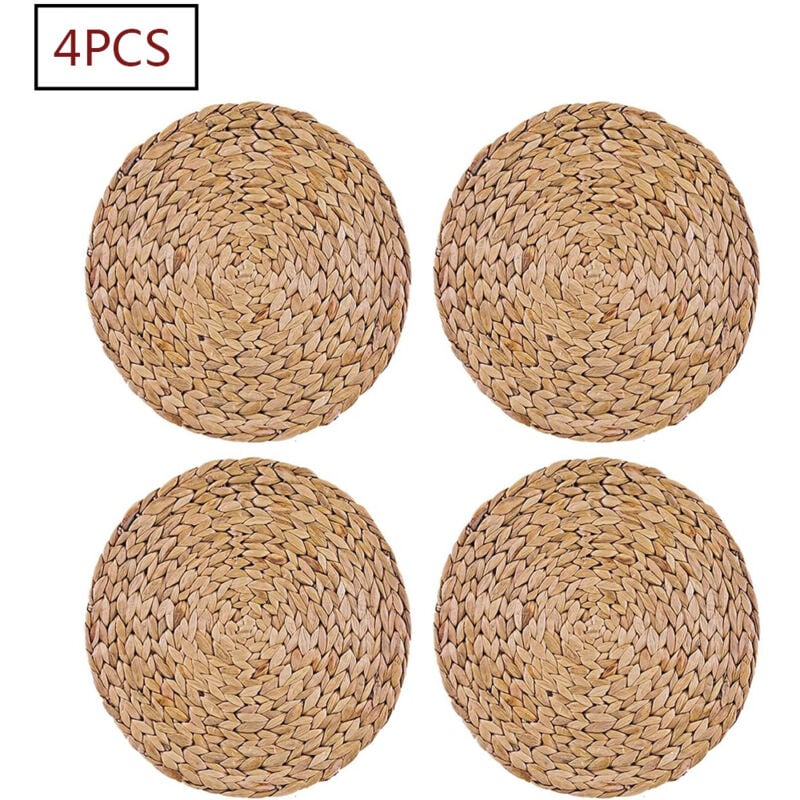 Mowze - Lot de 4 sets de table ronds tissés en jacinthe d'eau, 30cm (11)