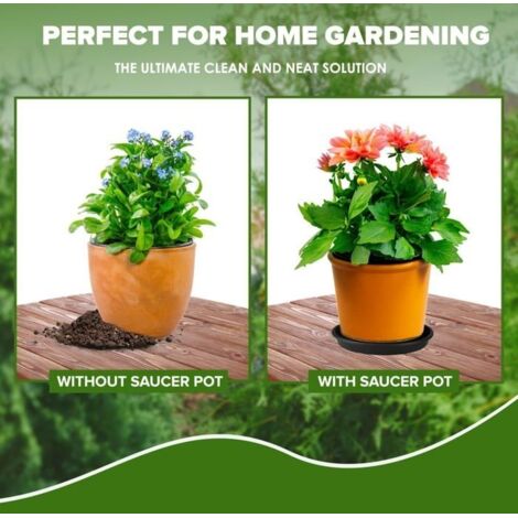 Lot de 4 soucoupes pour pot de fleurs de 30 cm (12 po) de diamètre - Soucoupes pour pot de fleurs en plastique noir