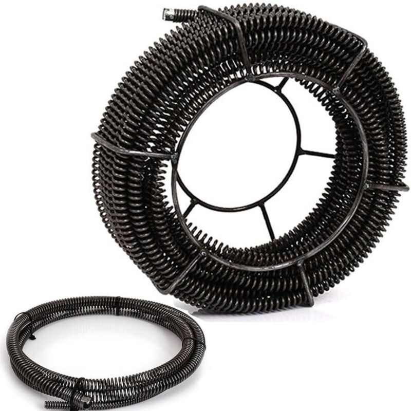 Lot de 4 spirales de nettoyage de tuyaux à ressort (4 pièces de 4,8 m chacune : diamètre 16 mm + 2,5 m : diamètre 16 mm, longueur totale 20 m,