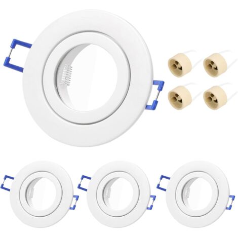 lot de 4 spot encastrable gu10 ip44 rond blanc aluminium salle de bain cuisine salon
