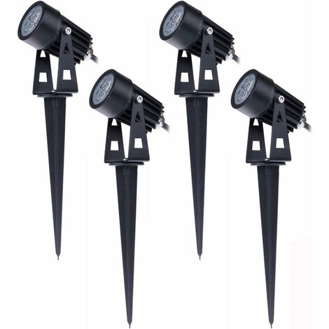 Lot de 4 Spot LED 3W 265V Spots Jardin Orientables avec Piquet Luminaires Extérieur Jardin Terrasse LO-Ron