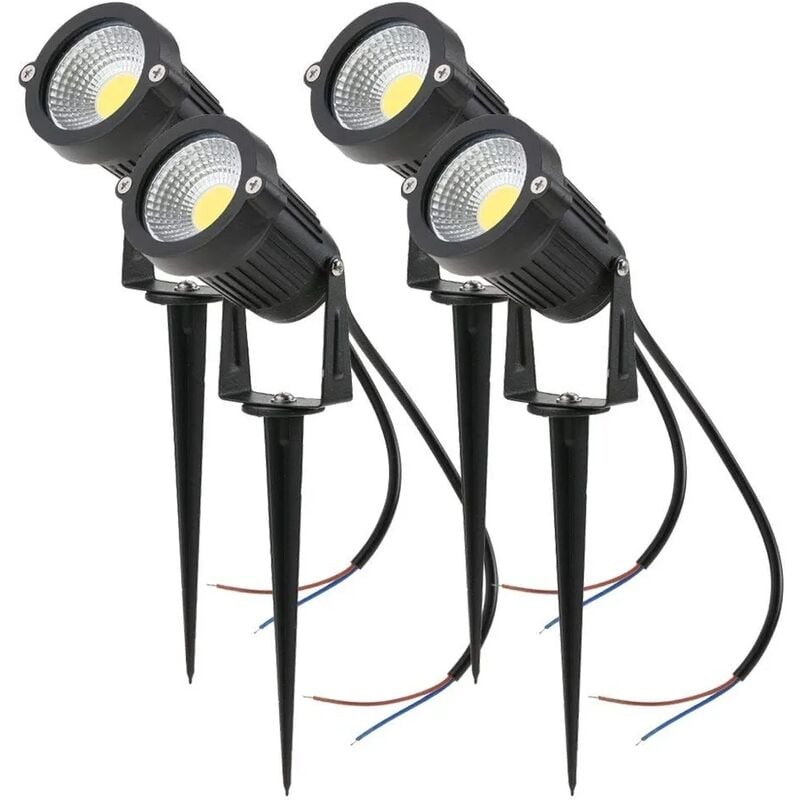 Lot de 4 Spot led Cob 5W 220V Spots Jardin Orientables avec Piquet Luminaires Extérieur Jardin Terrasse(Blanc Froid)