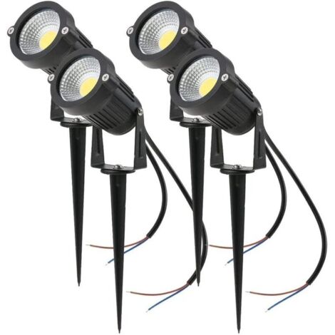 Lot de 4 Spot LED Cob 5W 220V Spots Jardin Orientables avec Piquet Luminaires Extérieur Jardin Terrasse（Blanc Froid）