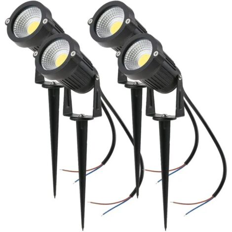 Lot de 4 Spot LED Cob 5W 220V Spots Jardin Orientables avec Piquet Luminaires Extérieur Jardin Terrasse（Blanc Froid）
