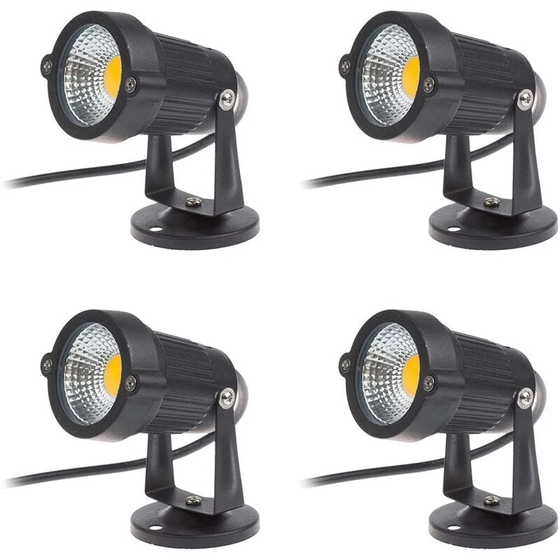 Lot de 4 Spot led Cob 5W 220V Spots Jardin Orientables Luminaires Extérieur Jardin Terrasse(Blanc Chaud)