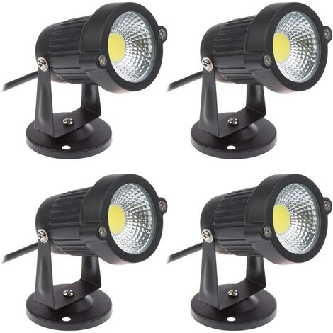 Lot de 4 Spot LED Cob 5W 220V Spots Jardin Orientables Luminaires Extérieur Jardin Terrasse（Blanc Froid）
