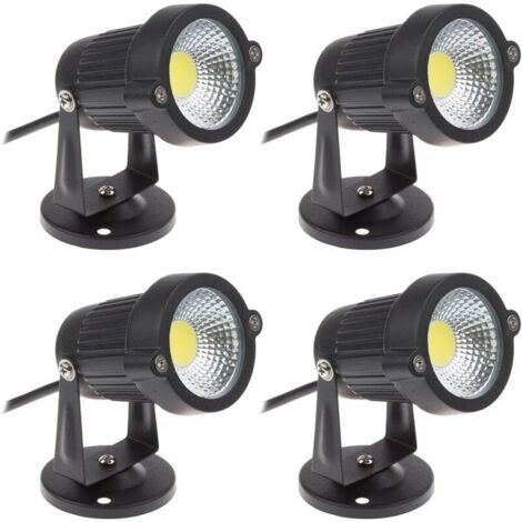 Lot de 4 Spot LED Cob 5W 220V Spots Jardin Orientables Luminaires Extérieur Jardin Terrasse（Blanc Froid）