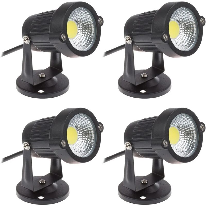 Lot de 4 Spot led Cob 5W 220V Spots Jardin Orientables Luminaires Extérieur Jardin Terrasse(Blanc Froid)