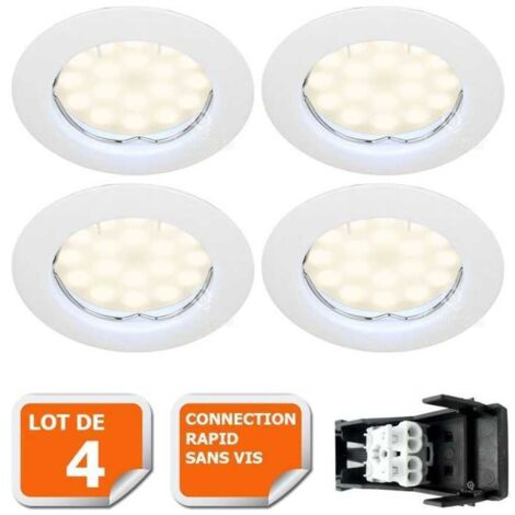 Lot de 4 Spot Led Encastrable complete ronde fixe eq. 50w blanc neutre